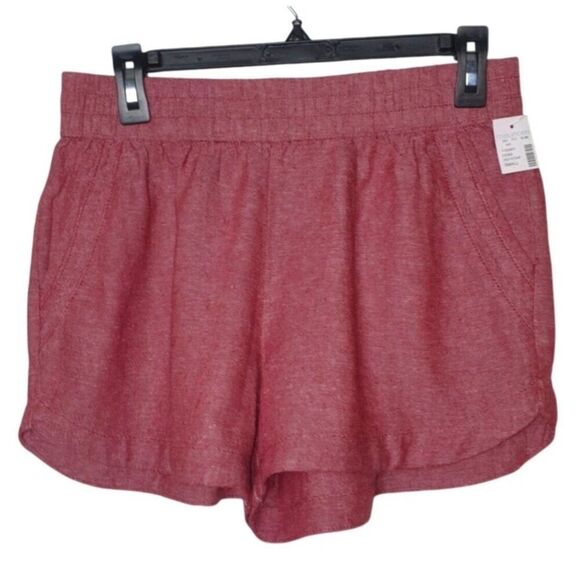 Maurices Red Linen Blend Shorts S Mid Rise Casual Chic Pockets Athleisure Shorts - Picture 1 of 7